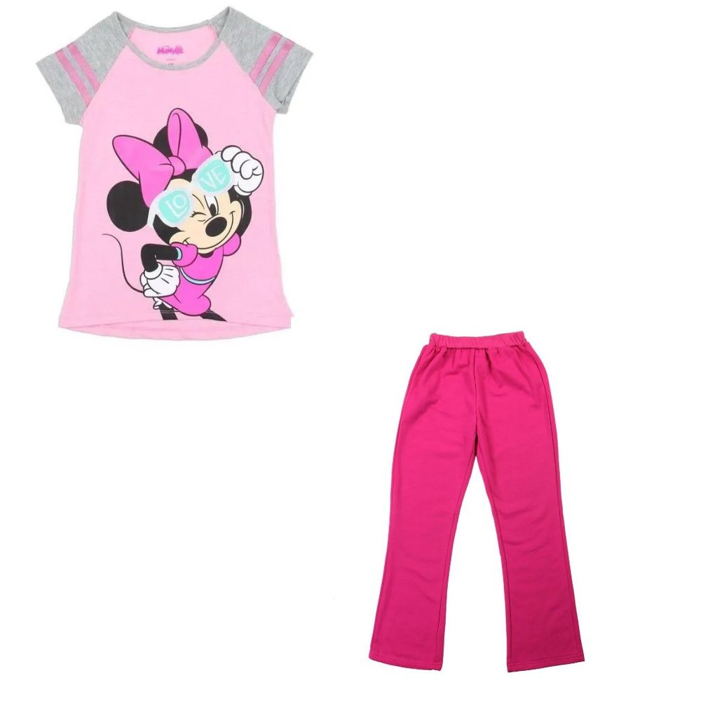 Disney Minnie Mouse Girls Pink T-Shirt Sunglasses Matching Pants Size 2T NWT